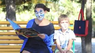 Профессор Астрокот синий кот читает с детьми