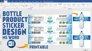 Water Bottle Label Design In Ms Word Hindi Tutorial || Product Lebel Sticker Design in Ms Word