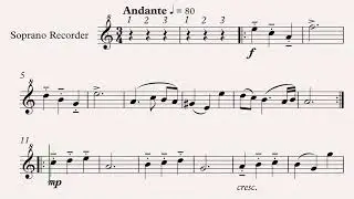 J.Krieger Minuet tempo 80 - video play-along for recorder