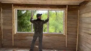 Установка окна в столетний сруб 