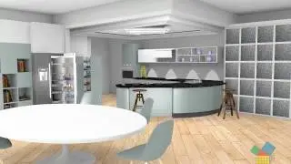 Modern Curve Kitchen Animation