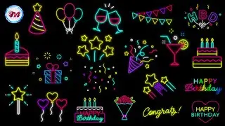 TOP 20 GREEN SCREEN BIRTHDAY NEON ICONS EFFECTS