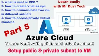 Azure Cloud Part 5 - Create Vnet as AWS VPC with public & private subnet | public private VM