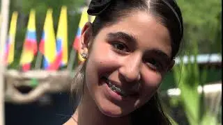 Teen Girl Colombia Flags Smiling Latina