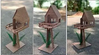 DIY Treehouse Using Cardboard // How to make a amazing cardboard house on a tree || mini house