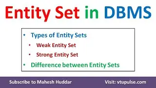 Entity Set in DBMS | Types, and Difference between Strong and Weak Entity Sets by Dr. Mahesh Huddar