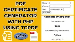 Simple PDF Certificate Generator With PHP Using TCPDF | Create Certificate In PDF Using PHP Form