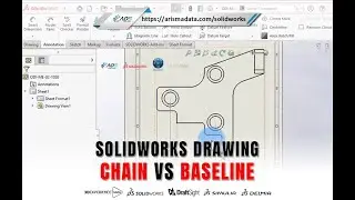 #tutorial #solidworks Cara mengubah dimensi baseline to chain pada SOLIDWORKS Drawing