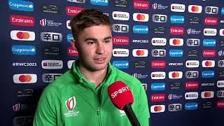 Munster fly-half Jack Crowley reacts to Ireland's huge victory over South Africa