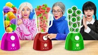 Wednesday vs Grandma Cooking Challenge! New Food Hacks by 123 GO!