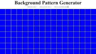 Background Pattern Generator, HTML, CSS and JS