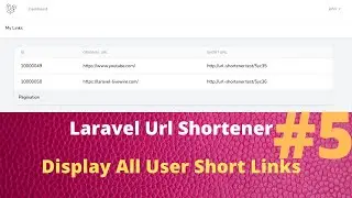 Create Your Own Url Shortener With Laravel 8 - Final Part  - Display All User Links