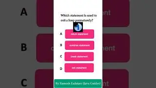 Java Quiz 8 - Which statement is used to exit a loop in Java #java #quiz
