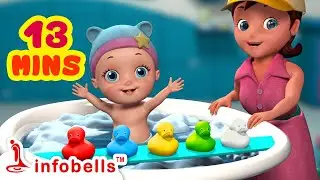 Baby Rhymes-Five Little Ducks Went Swimming Bath time song | Infobells #babyrhymes #babysong