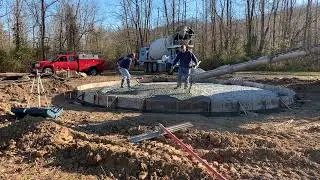 Pouring the concrete for footers and pad  *  Building a Grain Bin House  E6