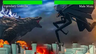 Legendary Godzilla vs Male Muto With Healthbars - Kaiju Universe