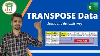 Excel | Transpose | Convert row data to column data with example