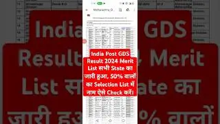 GDS Result 2024 Out | India Post GDS Result 2024 Kaise Dekhe ?GDS Merit List Pdf Download Kaise Kare