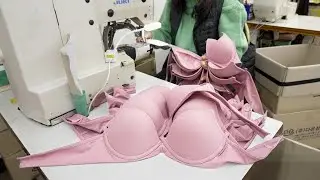 Wired Bra Manufacturing Process. Women's Underwear Factory in Korea