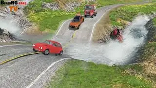 Cars vs Heavy water flowing #1 - BeamNG Drive | BeamNG-Cars TV