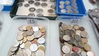 Какие монеты продают  на Киевской  барахолке. Обзор монет. Барахолка Киев Украина  Flea Market Kyiv