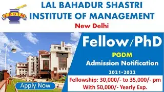 PhD Admission 2021 in LAL BAHADUR SHASTRI INSTITUTE OF MANAGEMENT New Delhi | LBSIM PhD Admission