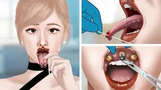 ASMR Remove tongue and lip piercings |  Remove unmanaged piercing pus | WOW Brain Kr Satisfying