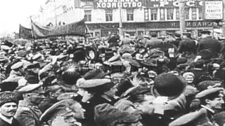 Russian forces on snowy battlefield in World War 1; Leon Trotsky addresses Russia...HD Stock Footage