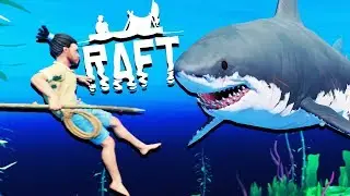 GIANT New Raft Update! - SHARK ATTACKS and Raft Building - Raft Gameplay