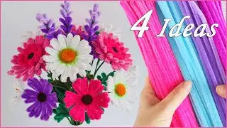 4 Идеи Цветы своими руками из Синельной проволоки. Flowers Pipe Cleaners