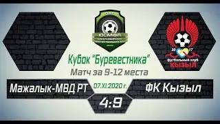 Кубок Буревестника-2020. Матч за 9-12 места. Мажалык-МВД РТ- ФК Кызыл 4:9, 07.11.2020 г. Обзор голов