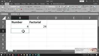 Excel to obtain the factorial of a number