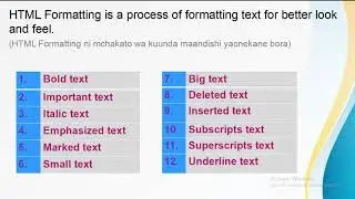 Elements in HTML | Formatting Text| Visual studio code (KISWAHILI)