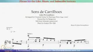 J. Pernambuco - Sons De Carrilhoes - for Classical Guitar with Tab