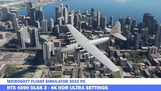 RTX 4090 DLSS 3 Microsoft Flight Simulator Hercules H4 Flying Over Miami Beach  - 4K Max Settings