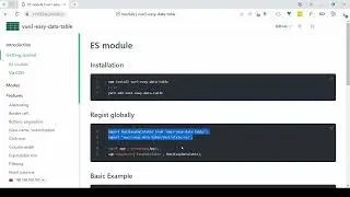 Пример установки библиотеки vue3 easy data table