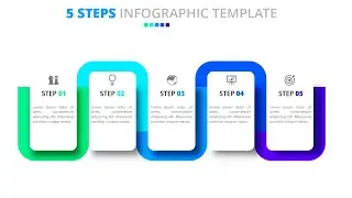 Create 5 Rectangular Steps Slide in PowerPoint. Tutorial No.: 986