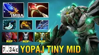 Rank 17 Yopaj Show [Tiny] Mid Full Physical Builds Combo Insane Kill Unstopable Dota2 7.34C