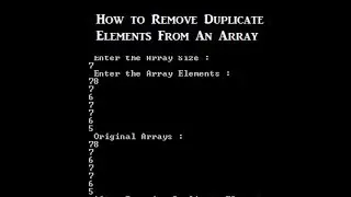 Remove Duplicate Elements From An Array In Java