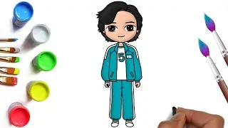 How to draw the main character from the TV series Squid game, player 456 son Ki-hun, drawing