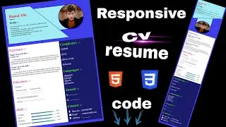 Make complete Responsive Cv-Resume using THML and CSS ||