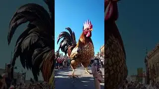 Giant Rooster Takes Over City!#GiantRooster #CityTakeover #UrbanSurprise