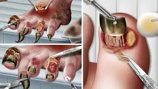 Asmr - Ingrown nail! Treat and remove damaged toenails, beautify toenails