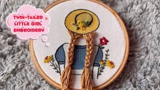 Twin-tailed little girl embroidery #amsrcommunity #diycrafts #diycraft