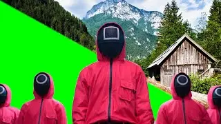 THE GAME OF SQUID| PEOPLE MILITARY IN RED FOOTAGE GREEN SCREEN 1080