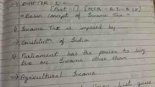 Chapter 1 Basic Concept Of Income Tax | PART - 1 | CA INTER DIRECT TAX MCQ |