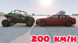 Kawasaki Teryx KRX 1000 vs Audi A6 C7 💥 200 km/h 💥 BeamNG.drive CRASH test