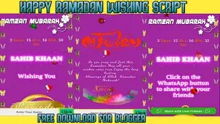 Happy Ramadan Mubarak Whatsapp Viral Wishing Script For Blogger || Event Blogging Pro Script