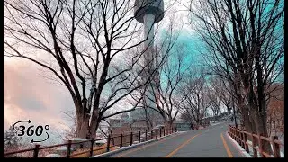 [4K] Snowing Namsan Seoul Tower Walking Tour l 360° VR Korea l Creatrip