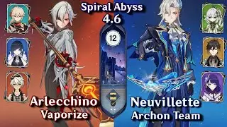 C0 Arlecchino Vaporize & C0 Neuvillette Hyperbloom | Spiral Abyss - Floor 12 9 Star | Genshin Impact